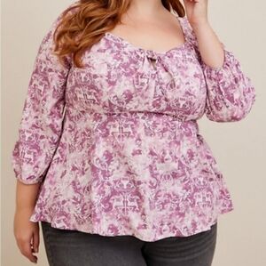 Torrid Harry Potter Peplum Challis Tie Front Blouse